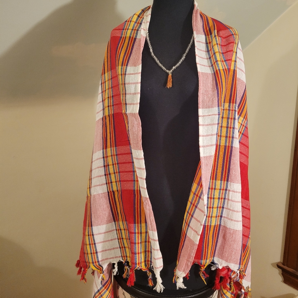 2  Plaid Scarves Made In Turkey 100% cotton